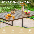 MAISON ARTS 7-Piece Patio Dining Set with Metal U-Shaped Leg Brown Dining Table and Metal Dining Chairs