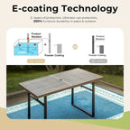 MAISON ARTS 7-Piece Patio Dining Set with Metal U-Shaped Leg Brown Dining Table and Metal Dining Chairs