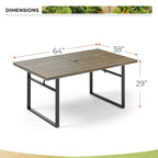 MAISON ARTS 7-Piece Patio Dining Set with Metal U-Shaped Leg Brown Dining Table and Metal Dining Chairs