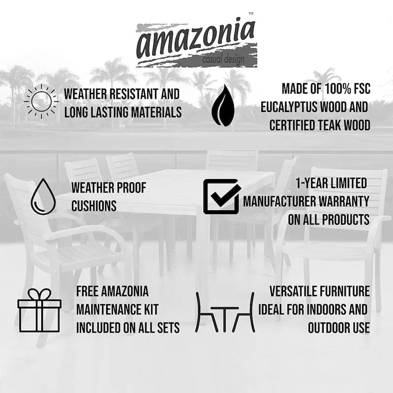 Ibiza 4-Piece Outdoor Bar Table Set Patio Dining Set Eucalyptus Wood Furniture