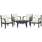 SAFAVIEH Outdoor Vergilia Acacia Wood 5-Piece Patio Set - 35Wx36Dx14H