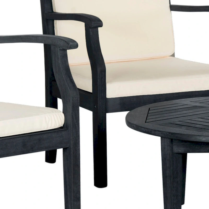 SAFAVIEH Outdoor Vergilia Acacia Wood 5-Piece Patio Set - 35Wx36Dx14H