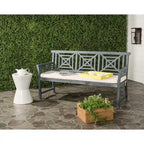 SAFAVIEH Outdoor Vessela Mar 3-Seat Bench with Cushion - 22Wx63Dx34H