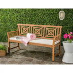 SAFAVIEH Outdoor Vessela Mar 3-Seat Bench with Cushion - 22Wx63Dx34H