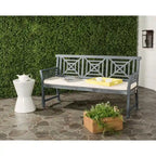 SAFAVIEH Outdoor Vessela Mar 3-Seat Bench with Cushion - 22Wx63Dx34H