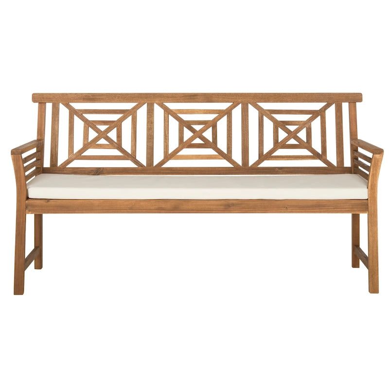 SAFAVIEH Outdoor Vessela Mar 3-Seat Bench with Cushion - 22Wx63Dx34H