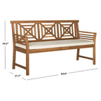 SAFAVIEH Outdoor Vessela Mar 3-Seat Bench with Cushion - 22Wx63Dx34H