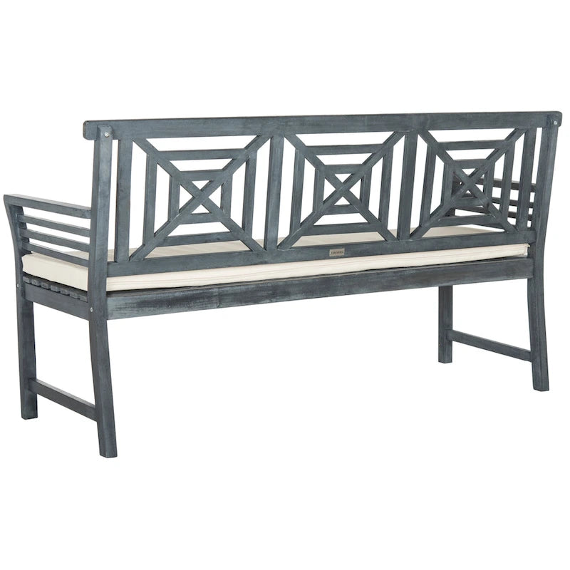 SAFAVIEH Outdoor Vessela Mar 3-Seat Bench with Cushion - 22Wx63Dx34H