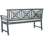 SAFAVIEH Outdoor Vessela Mar 3-Seat Bench with Cushion - 22Wx63Dx34H