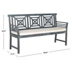 SAFAVIEH Outdoor Vessela Mar 3-Seat Bench with Cushion - 22Wx63Dx34H