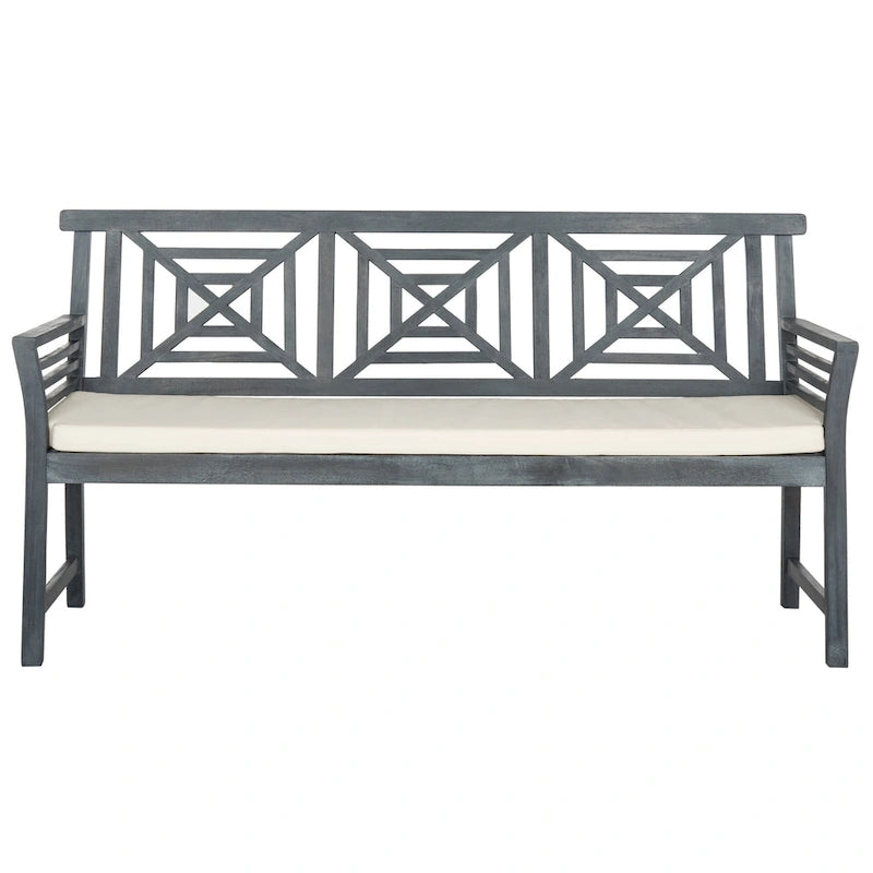 SAFAVIEH Outdoor Vessela Mar 3-Seat Bench with Cushion - 22Wx63Dx34H