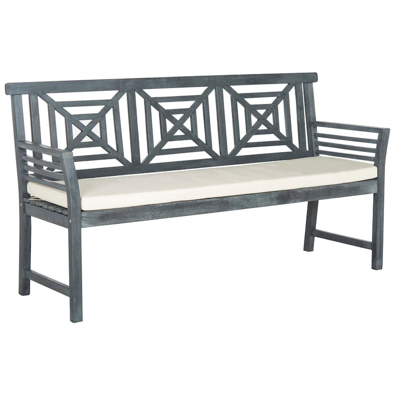 SAFAVIEH Outdoor Vessela Mar 3-Seat Bench with Cushion - 22Wx63Dx34H