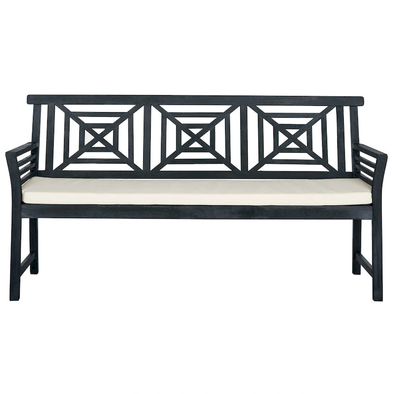 SAFAVIEH Outdoor Vessela Mar 3-Seat Bench with Cushion - 22Wx63Dx34H