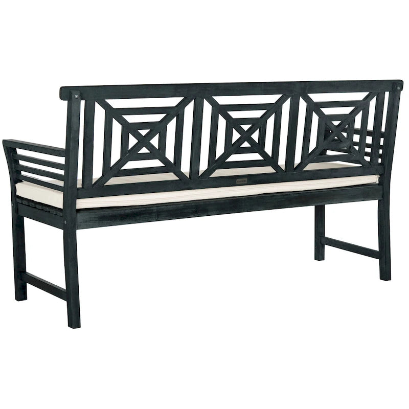 SAFAVIEH Outdoor Vessela Mar 3-Seat Bench with Cushion - 22Wx63Dx34H