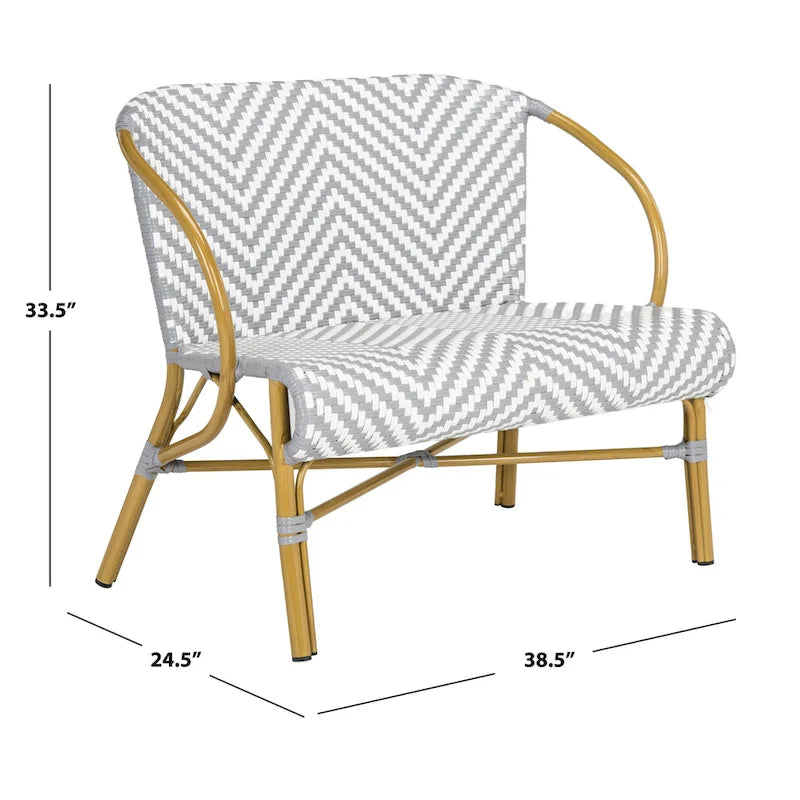 SAFAVIEH Skyla Herringbone Rattan Settee - 38.5 W x 24.5 D x 33.5 H - 39Wx25Dx34H
