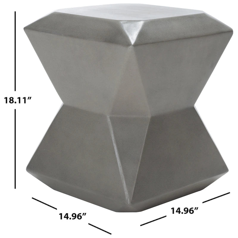 SAFAVIEH Outdoor Swaantje Concrete Accent Stool - 14.96 W x 14.96 L x 18.11 H - 15Wx15Dx18H