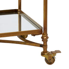 Metal Rolling 3 Mirrored Shelves Bar Cart with Handles - Brass - Roche River Decor - 18W x 35L x 33H