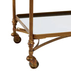 Metal Rolling 3 Mirrored Shelves Bar Cart with Handles - Brass - Roche River Decor - 18W x 35L x 33H