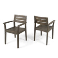 Stamford Outdoor Rustic Acacia Wood Dining Chairs with Slat Seats (Set of 2) by Christopher Knight Home