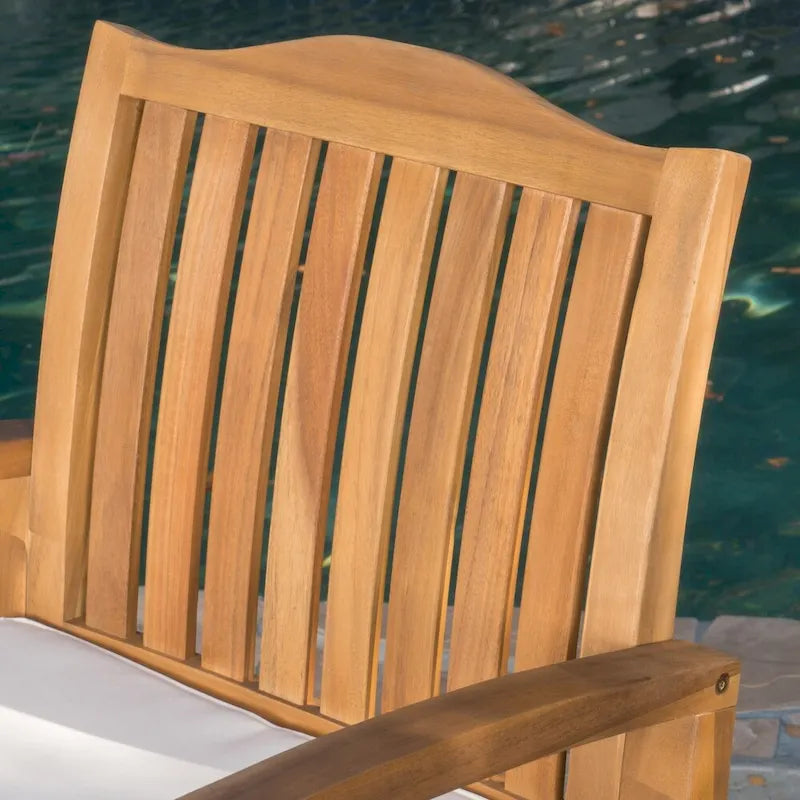 Avalon Outdoor 3-piece Acacia Wood Chat Set with Round Wicker Table by Christopher Knight Home