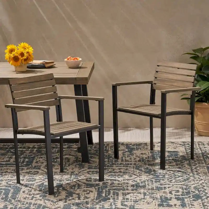 Laris Outdoor Wood Dining Chairs (Set of 2) by Christopher Knight Home
