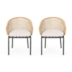 Arias Outdoor Wicker Club Chair with Cushion (Set of 2) by Christopher Knight Home