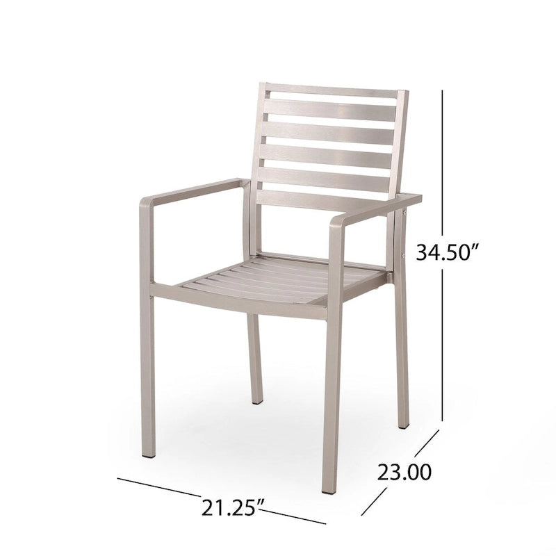 Cape Coral Outdoor Modern 4 Seater Aluminum Dining Set with Tempered Glass Table Top by Christopher Knight Home