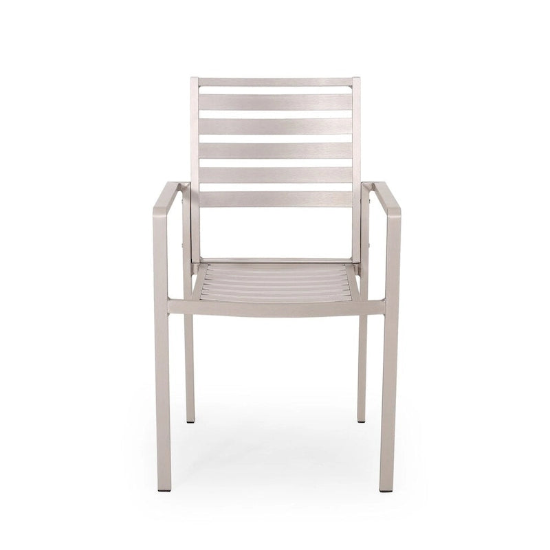 Cape Coral Outdoor Modern 4 Seater Aluminum Dining Set with Tempered Glass Table Top by Christopher Knight Home