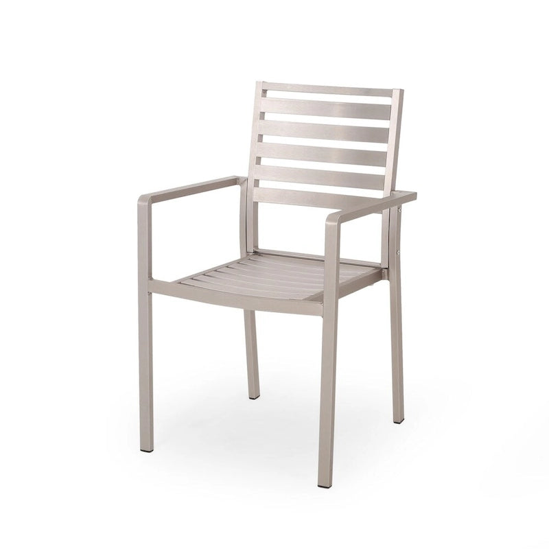 Cape Coral Outdoor Modern 4 Seater Aluminum Dining Set with Tempered Glass Table Top by Christopher Knight Home