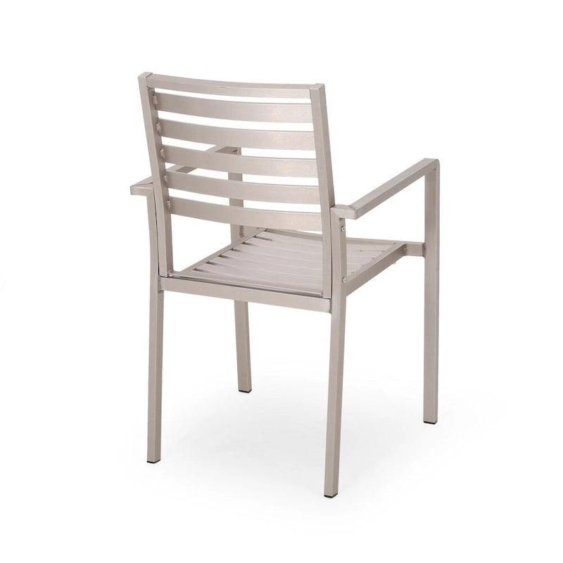 Cape Coral Outdoor Modern 4 Seater Aluminum Dining Set with Tempered Glass Table Top by Christopher Knight Home