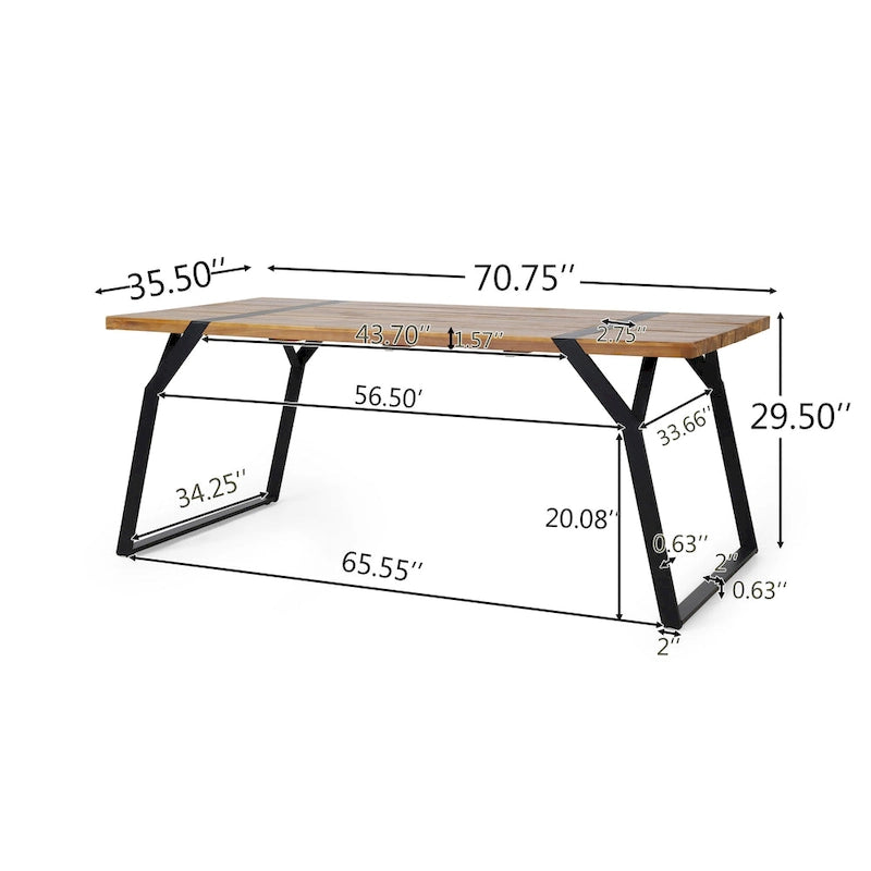 Varva Outdoor Acacia Wood Outdoor Dining Table by Christopher Knight Home - 70.75 W x 35.50 D x 29.50 H