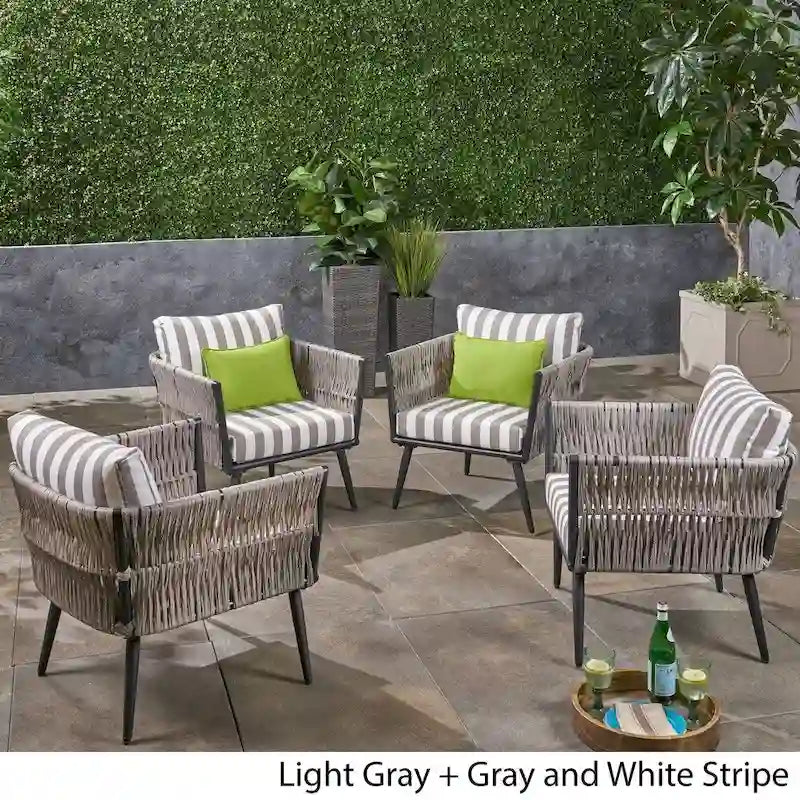 Oceanus Outdoor Wicker Club Chair (Set of 4) by Christopher Knight Home