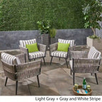 Oceanus Outdoor Wicker Club Chair (Set of 4) by Christopher Knight Home