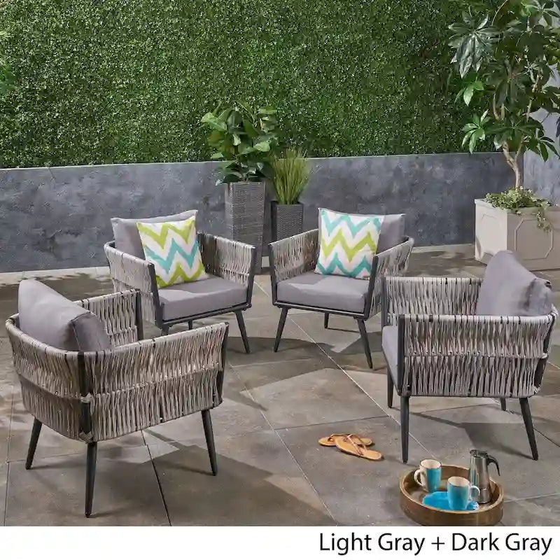 Oceanus Outdoor Wicker Club Chair (Set of 4) by Christopher Knight Home