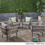 Oceanus Outdoor Wicker Club Chair (Set of 4) by Christopher Knight Home