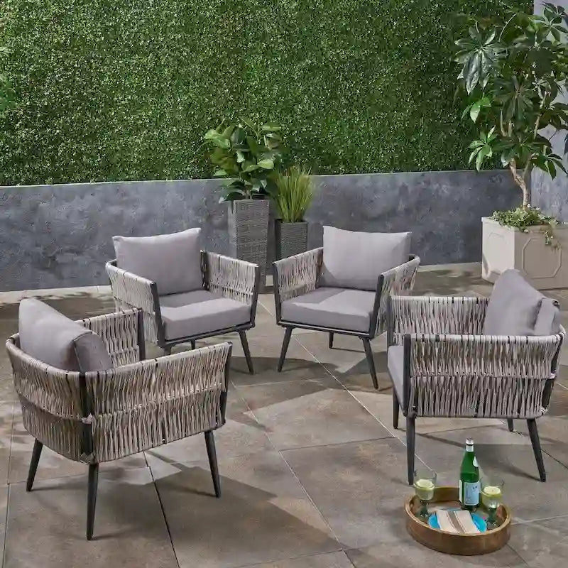 Oceanus Outdoor Wicker Club Chair (Set of 4) by Christopher Knight Home