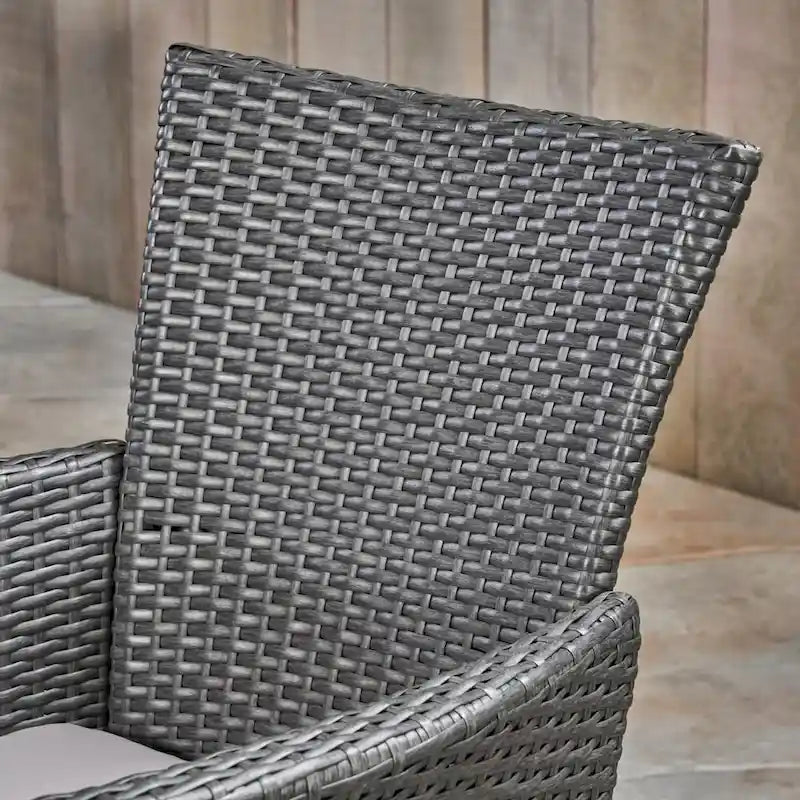 Moralis Outdoor 6-Seater Acacia Wood Dining Set with Wicker Chairs by Christopher Knight Home