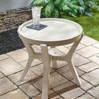 Bali 21 Indoor or Outdoor Cement & Wood Round Side Table
