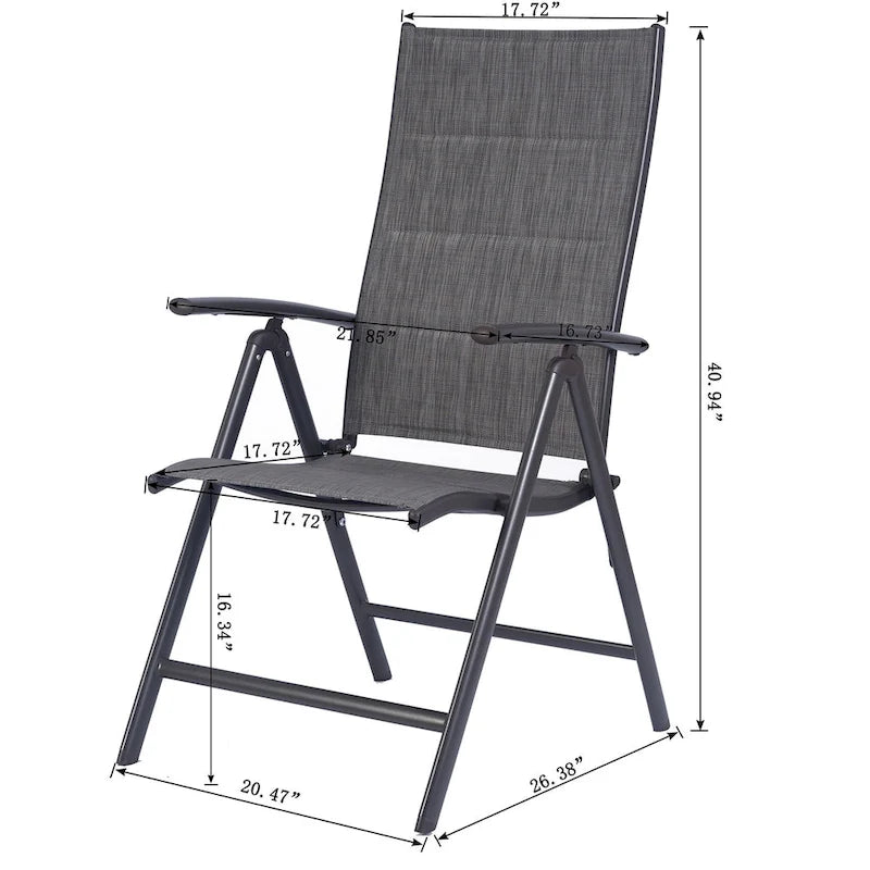 Kozyard Coolmen Outdoor Patio Dining Furniture 2-Pack Foldable Chairs