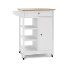 Nestfair White Kitchen Cart with Towel Rack and Wood Table Top