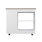 FM Furniture Arizona Kitchen Cart with 2 Storage Shelves, 3 Side Shelves, and 4 Casters