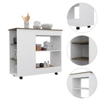 FM Furniture Arizona Kitchen Cart with 2 Storage Shelves, 3 Side Shelves, and 4 Casters