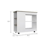 FM Furniture Arizona Kitchen Cart with 2 Storage Shelves, 3 Side Shelves, and 4 Casters