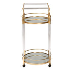 Nakano Contemporary Glam and Luxe Gold Metal and Mirrored Glass 2-Tier Wine Cart