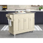 Copper Grove Puff Island White Finish with Stainless Steel Top Kitchen Cart