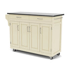 Copper Grove Puff Island White Finish with Stainless Steel Top Kitchen Cart