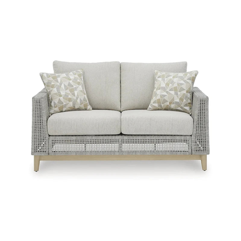 Signature Design by Ashley Seton Creek Gray Outdoor Loveseat with Cushion - 58.5 W x 36.25 D x 35.88 H