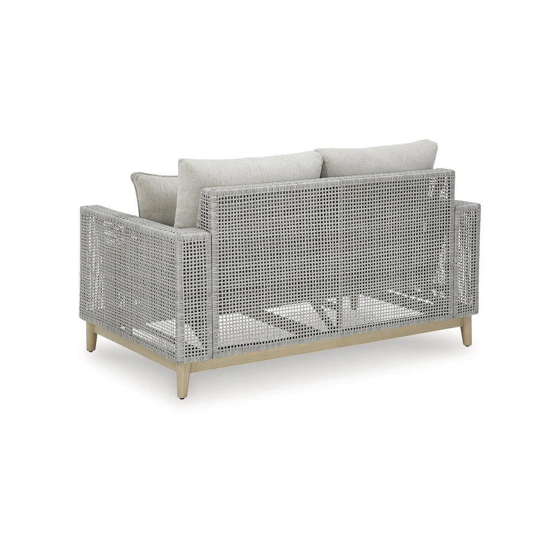Signature Design by Ashley Seton Creek Gray Outdoor Loveseat with Cushion - 58.5 W x 36.25 D x 35.88 H