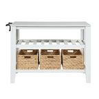 Kitchen Island with 3 Pull Out Baskets in White