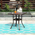 Outdoor Patio Dining Table Square, Modern Cast Aluminum Outdoor Furniture Dining Table with Umbrella Hole